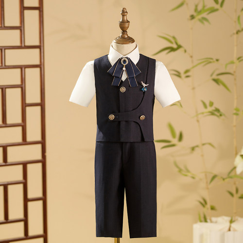 儿童西装a套装男童礼服花童走秀潮服马甲小男孩主持西服钢琴演出