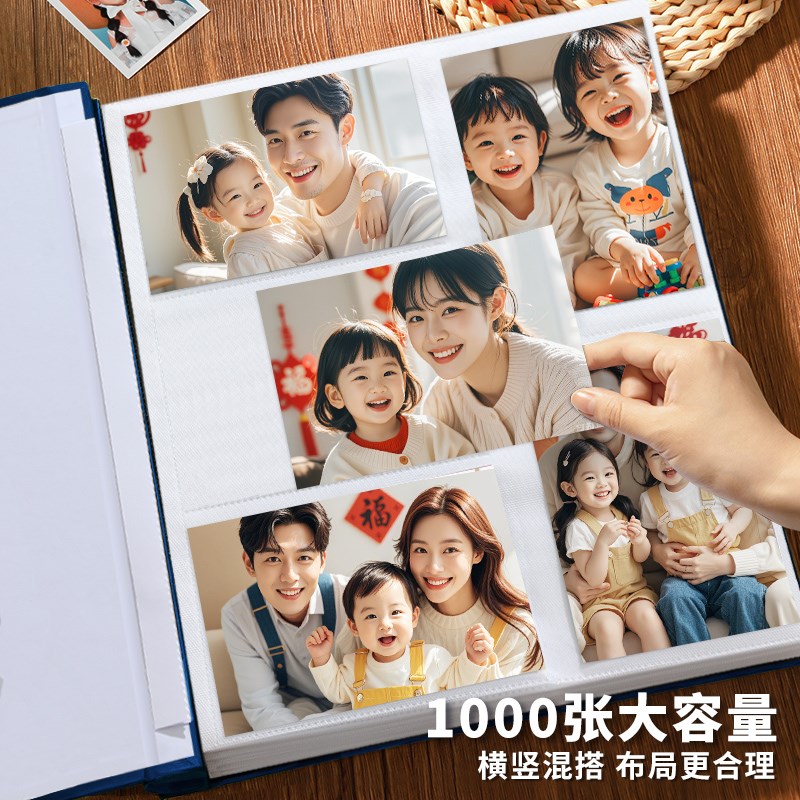 6寸1000相册本纪念册家庭大容量宝宝成长记N录照片收纳影集5寸情