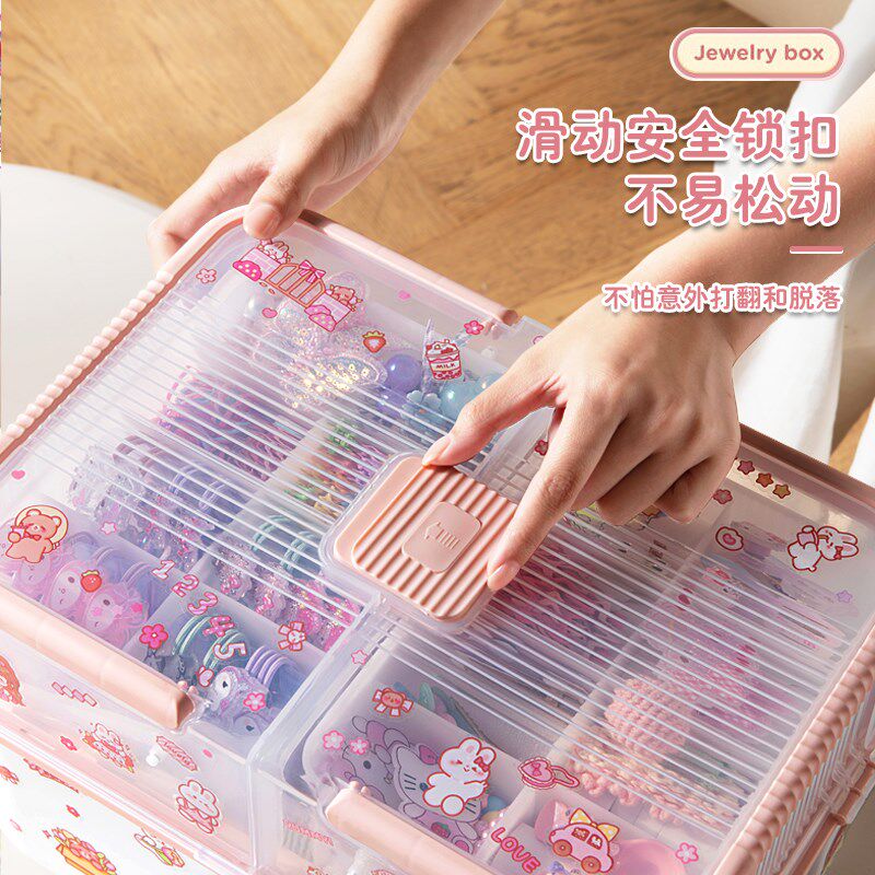 儿童发饰收纳盒梳妆台大容量发夹卡头饰绳橡皮P筋女童发箍圈首饰