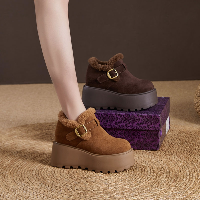 震地王厚底内增高10cm勃肯鞋女2025冬季新款时尚百搭休闲保暖棉鞋