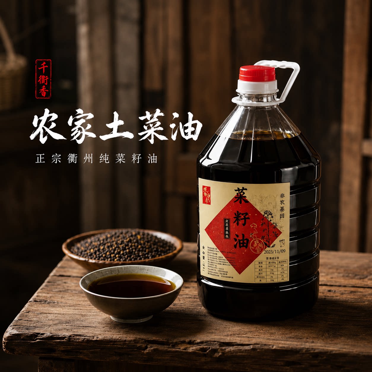 衢州纯菜籽油农家自榨正宗菜油非转基因纯正浓香压榨食用油2.5L装
