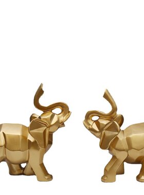 北欧情侣大象树脂几何玄关客厅餐厅咖啡馆摆件装饰品客厅装饰摆件