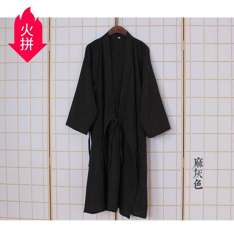 新款高档男女日系和服睡袍 情侣棉麻睡衣 汗蒸桑拿浴袍居家和服