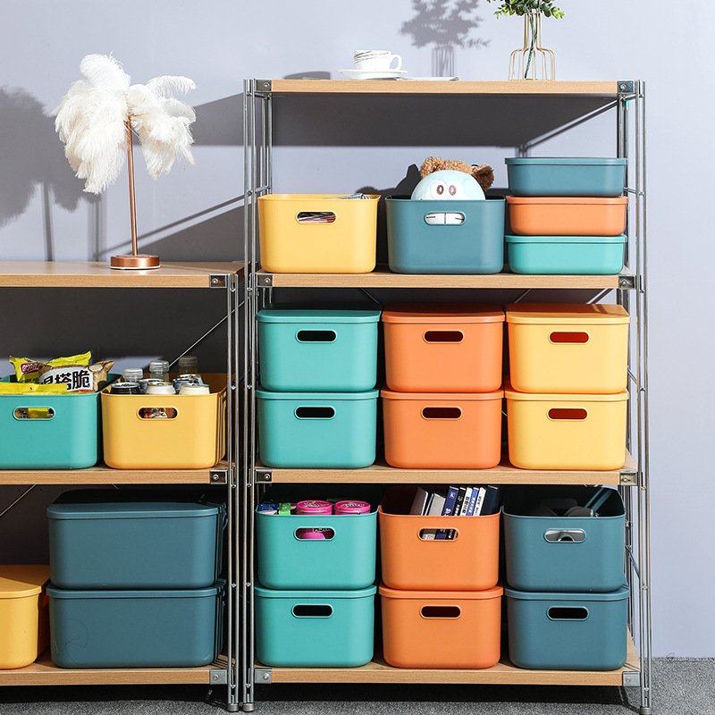 日式桌面化妆品收纳盒大号塑料整理盒有盖办公文具箱衣柜内收纳筐,收纳整理,收纳箱,淘宝优惠券,粉丝福利购,淘宝优惠卷