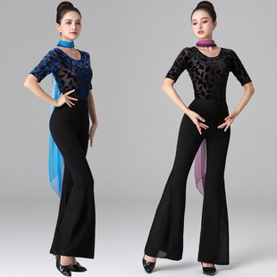 形体训练服装女礼仪培训走秀修身优雅微喇裤舞蹈练功服套装