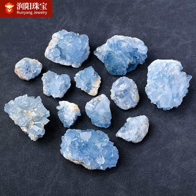 天然水晶矿石蓝晶石簇 矿物标本把玩矿标鱼缸花盆观景石水晶摆件