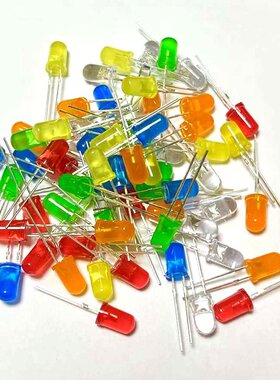 F5mm红发红黄发黄绿发翠绿蓝色橙光圆头 直插led雾状白散光指示灯