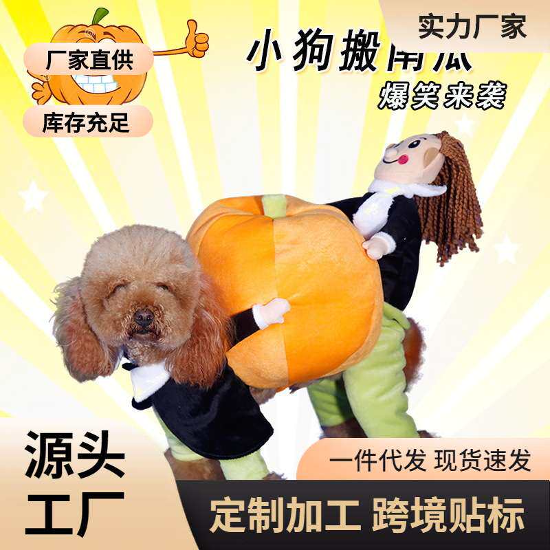 宠物南瓜衣服搞笑南瓜背人宠物狗衣服 小狗背南瓜 泰迪狗狗另类装