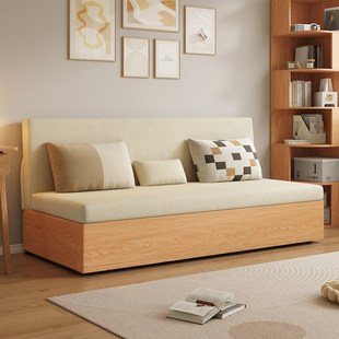 慕宁安实木可调节沙发床折叠伸缩坐卧两用客厅小户型储物沙发新款