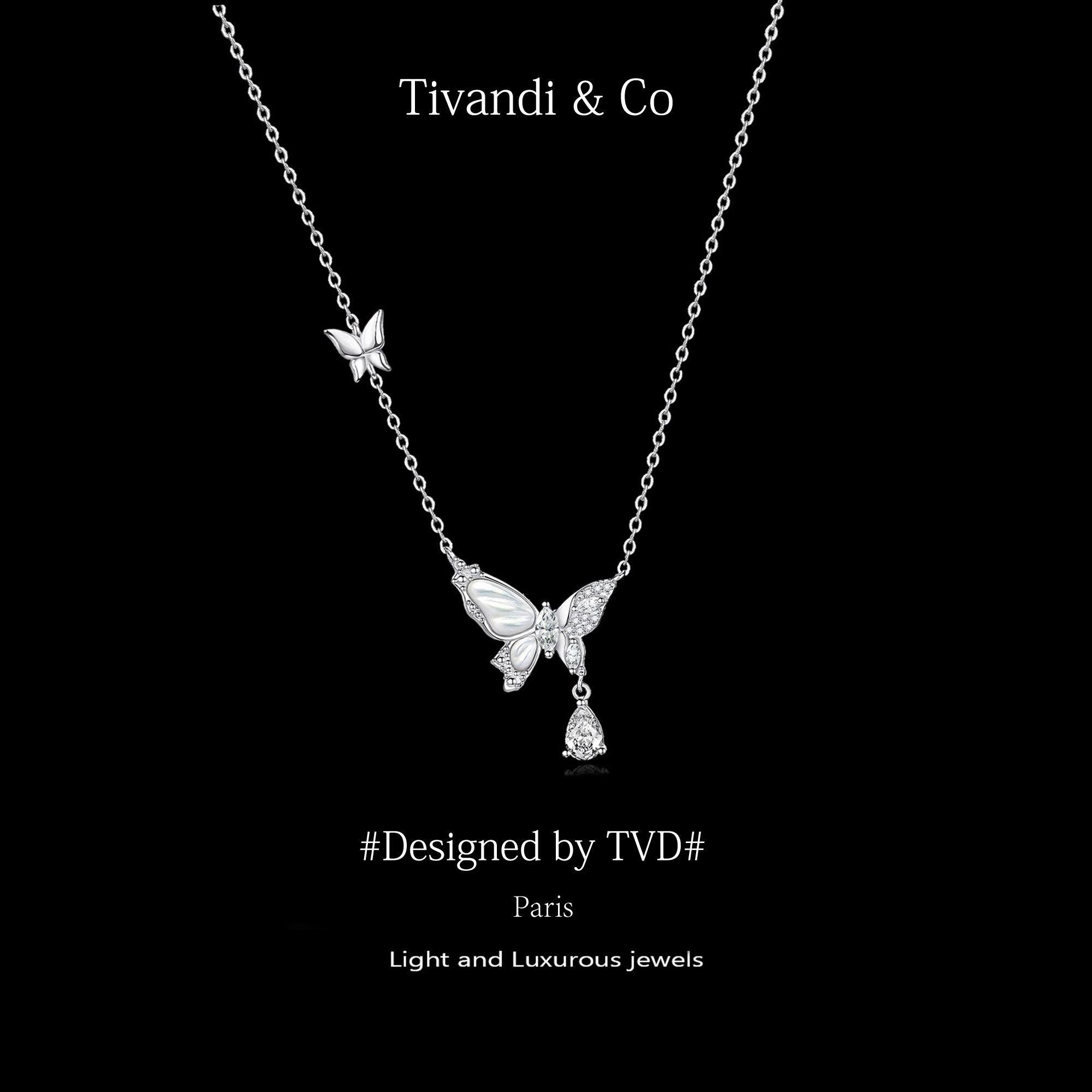 Tivandi&Co「贝光蝴蝶」纯银项链吊坠女款轻奢高级感小礼物送女友