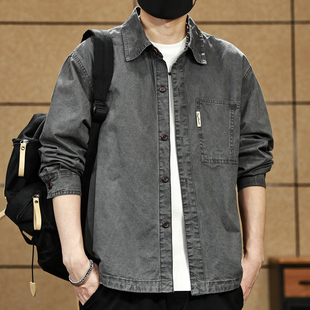 复古工装 日系宽松大码 衬衫 2026年新款 衬衣男春秋外套男 男长袖 美式