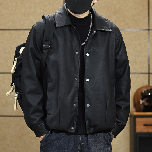 【美式潮牌复古机车皮衣棉服男】