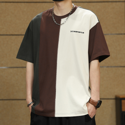 拼接短袖男重磅T恤男纯棉上衣服