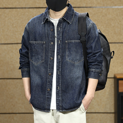 【衬衣男外套男士休闲牛仔衬衫】