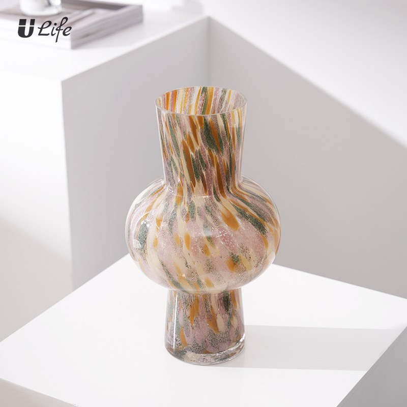 轻奢流彩艺术中古琉璃花瓶电视柜客厅餐桌桌面可水培插花花瓶摆件