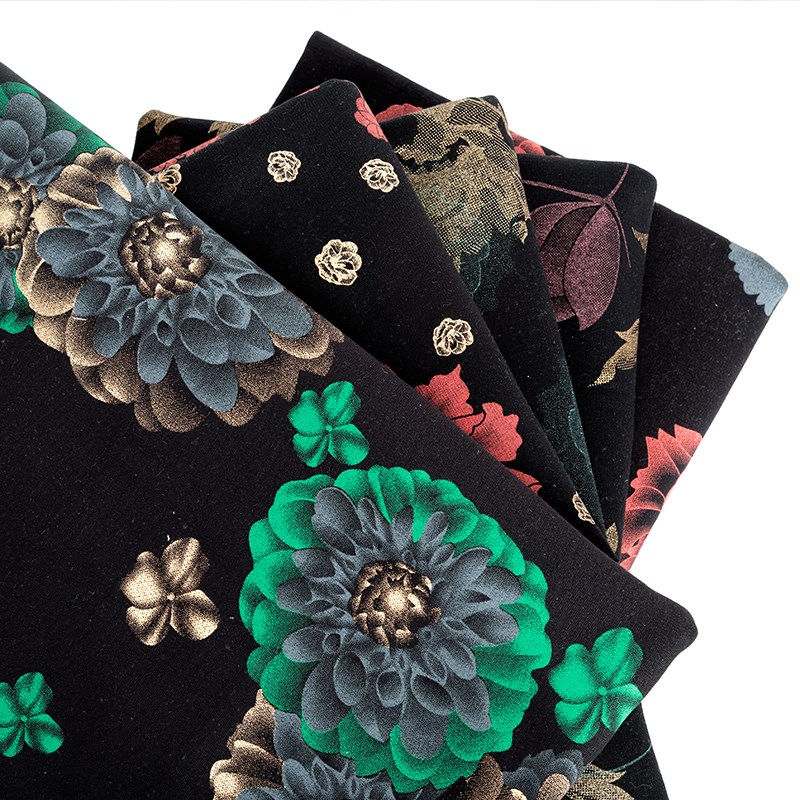 印花罗马棉布料 弹力秋冬棉袄加绒服装连衣裙打底裤针织加厚面料