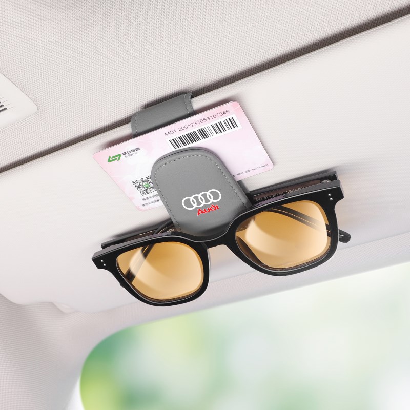 奥迪a4l车载眼镜夹q2/q3/q5l汽车遮阳板眼镜盒眼镜架票据收纳夹子