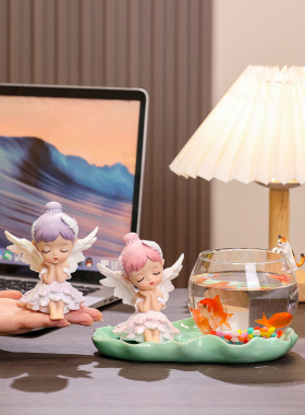 创意可爱的芭蕾舞女孩水培小鱼缸客厅家庭办公室工作站桌面装饰装