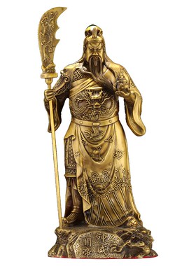 精选纯黄铜武财神铜像摆件客厅店铺内供奉用品神像装饰品铜关公关