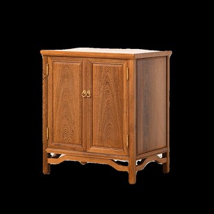 精选鸡翅木餐边柜新中式简约角柜全实木置物柜客厅家用双门储物收