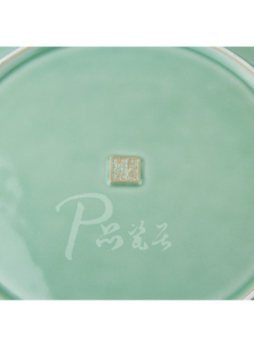 包邮 龙泉青瓷40cm荷花盘装饰挂盘 高档摆设书房 客厅摆 礼盒装