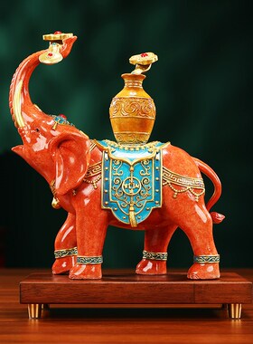 黄铜大象摆件一对《泰平吉象》办公室家居客厅玄关开业礼品工艺品