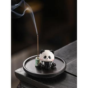 线香香插底座可爱熊猫香座香炉家用室内檀香炉沉香熏香香薰炉茶道