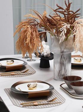 北欧样板间餐具套组软装餐桌摆台样板房餐盘轻奢简约家居餐盘摆件