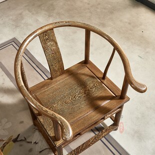 精选爆款圈椅鸡翅木圈椅三件套靠背椅中式实木休闲管帽椅茶桌椅办