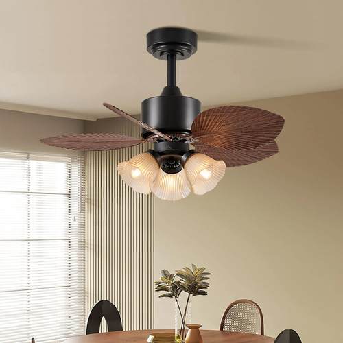 覆古风扇灯饭厅灯卧室灯儿童房吊扇灯小尺寸变频电风扇吊灯中古风