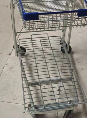 商超仓库双层理货车金属大轮轻便可折叠 拣货手推车