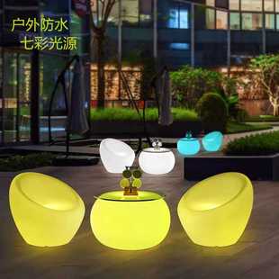 LED户外发光鼓形茶几七彩美陈亮化家具创意鼓形凳防水智能彩灯