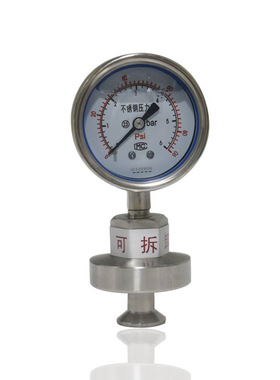 供卫生隔膜耐震压力表底座25.4MM快装式卡箍式YN60BF 6BAR/90PSI