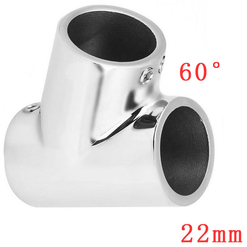 1件 船用五金栏杆不锈钢 三通 60°22MM 不锈钢船用扶手