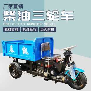 养殖农用柴油三轮车 建筑工程货运电动平板车 工地自卸载重翻斗车