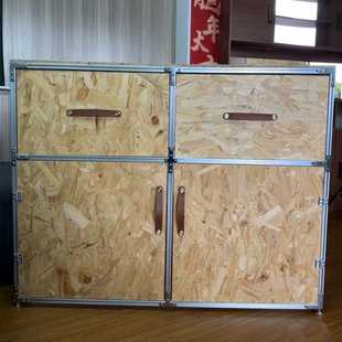 简约现代铝型材斗柜欧松板餐边柜小户型家用收纳柜带拉手储藏柜子