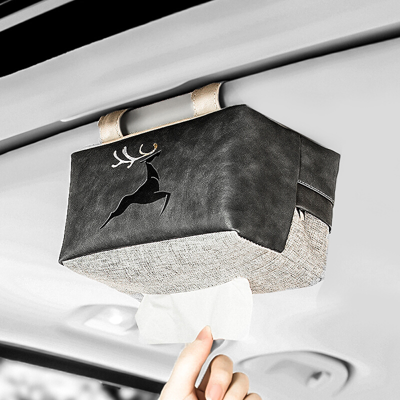 车载纸巾盒天窗挂式车内遮阳板抽纸盒创意车用纸巾袋汽车装饰用品