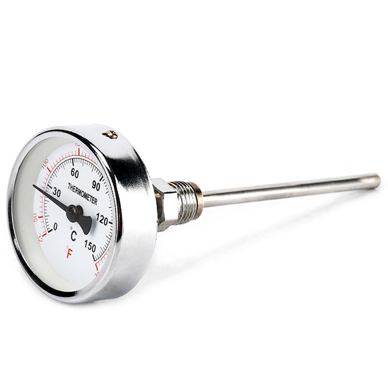 伊莱科双金属温度计轴向指针温度表水温表WSS-501 0-150°C L=250