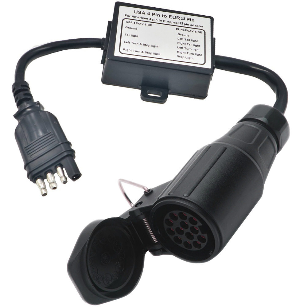 拖车连接器 美式4针转欧式13针分离刹车灯线路 尾灯线路分离
