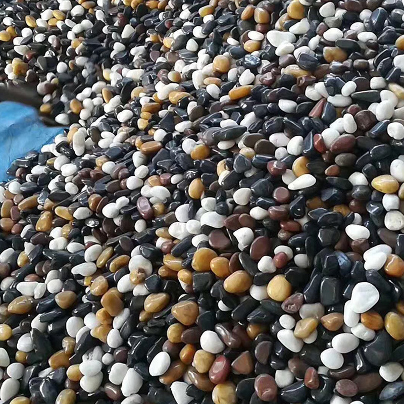 高抛光五彩石雨花石厂家批发彩色铺路小石子彩色园林天然鹅卵石