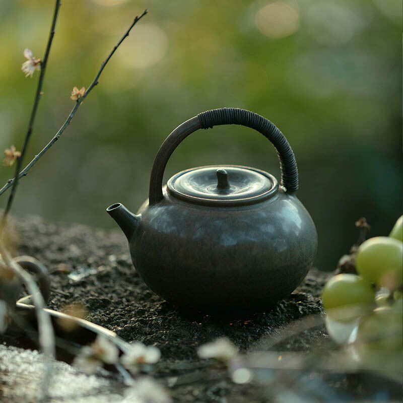 清欢丨全手工陶壶手工藤编提梁炉 电陶烧水壶煮茶壶家用茶道配件