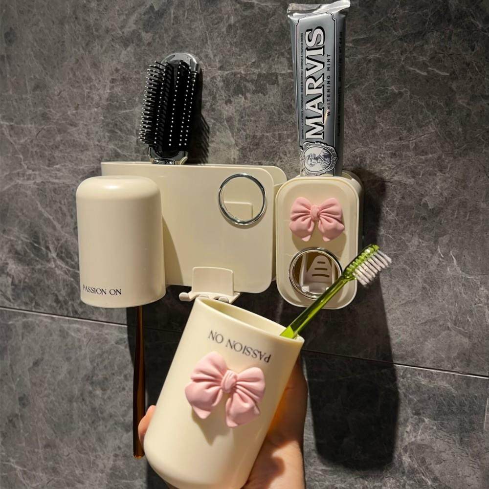 轻奢牙刷架置物架免打孔化妆室牙杯厕所情侣漱口杯牙刷杯牙具挂架