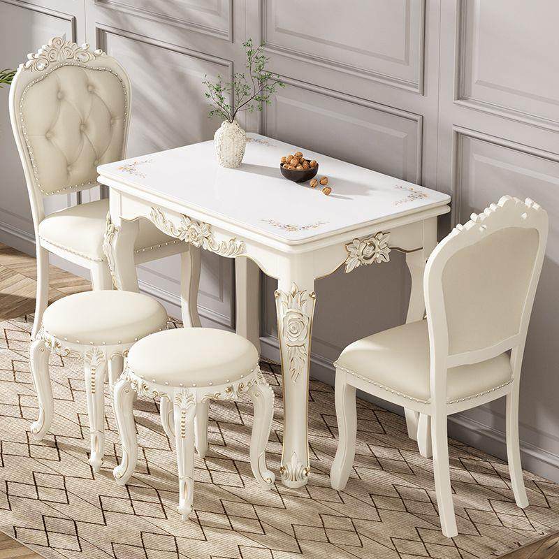 折叠餐桌家用小户型欧式餐桌椅组合简约岩板实木省空间可伸缩餐桌