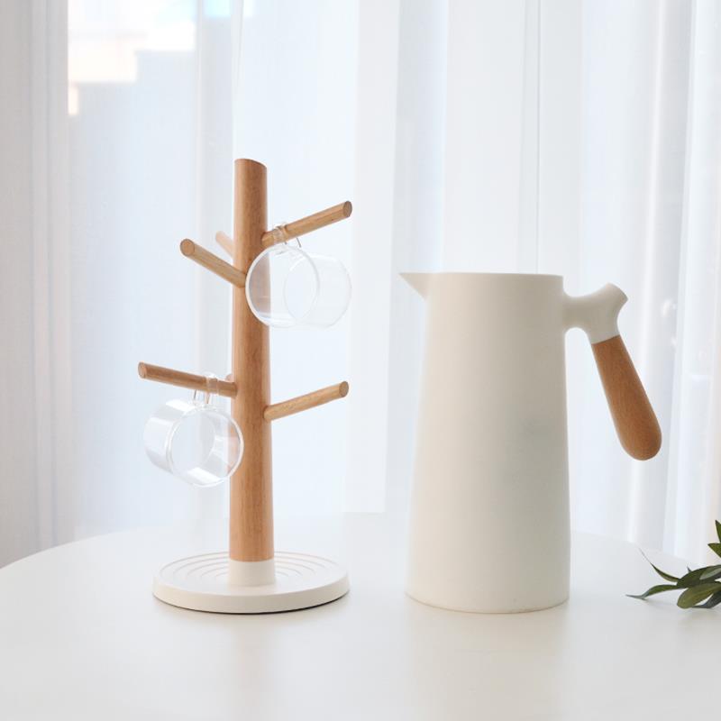 家用水杯收纳架实木杯架立式置物架沥水架咖啡杯玻璃杯马克杯挂架
