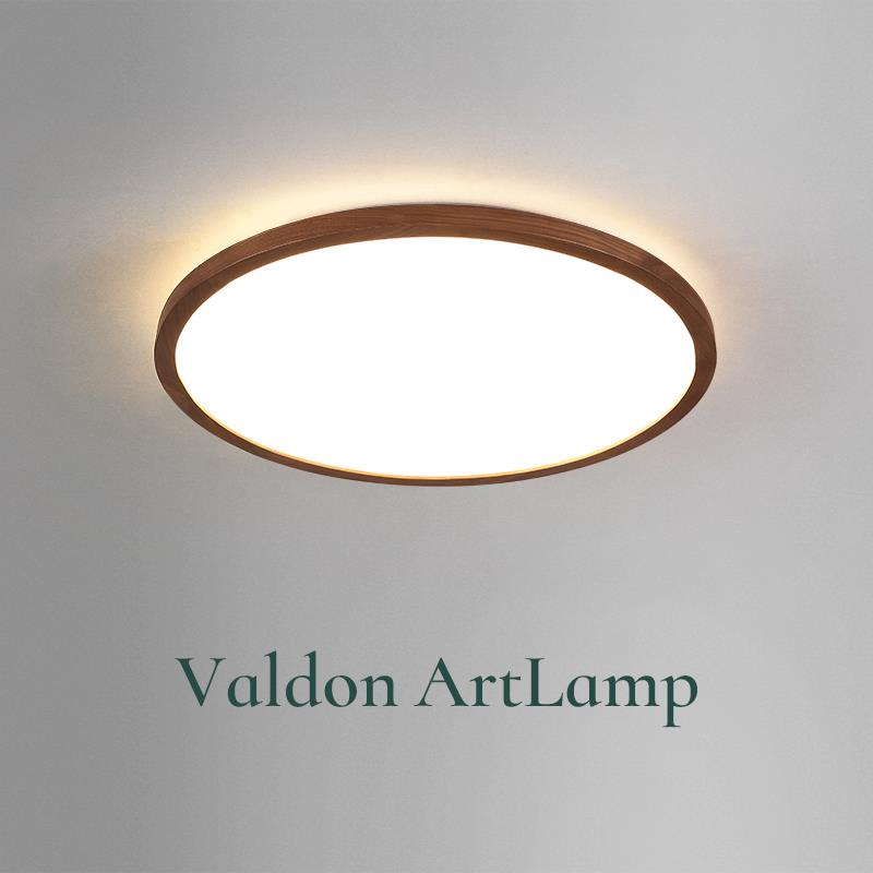 【华之灯】中式卧室吸顶灯led现代简约实木餐厅灯木框超薄卧室灯