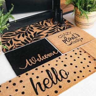 印度进口文艺英文字母问候语地垫入户门进门口除尘耐脏蹭土门垫