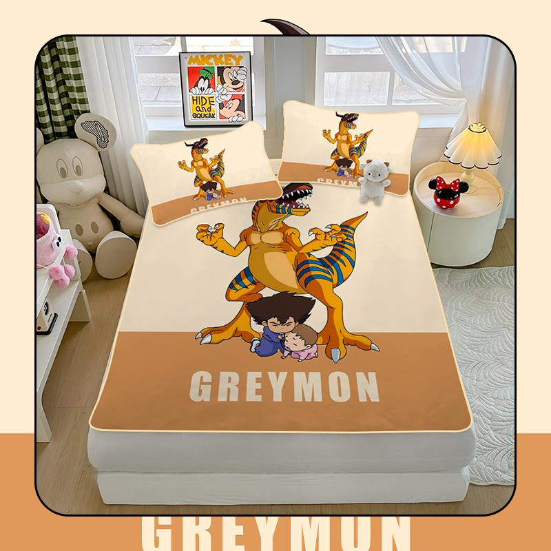 数码宝贝卡通冰丝席三件套夏季凉感学生寝室单人席男女生卧室凉席