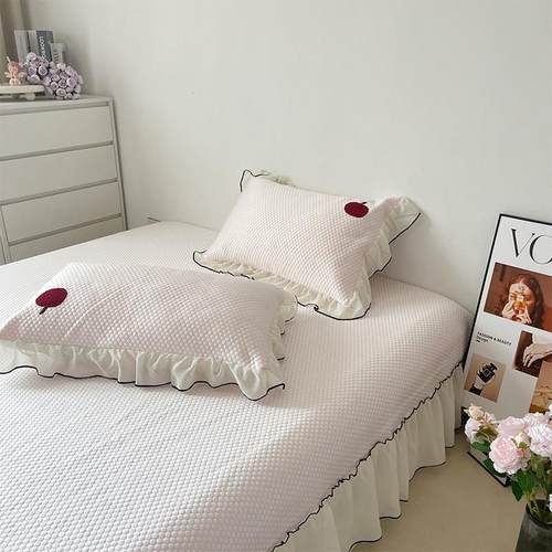 夏季少女心凉感豆豆空调软席子三件套可机洗折叠式冰丝凉席公主风