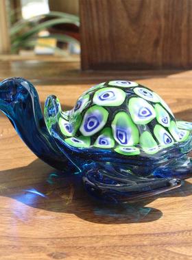 现代创意淄博琉璃海龟乌龟手工艺品海洋动物家居客厅装饰品小摆件
