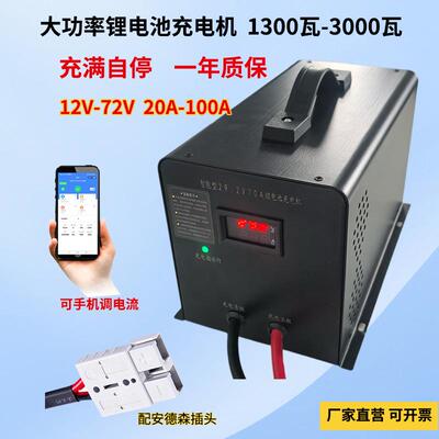 12V24磷酸铁锂电池充电器汽车电瓶智能快速充电机48V铅酸三元锂